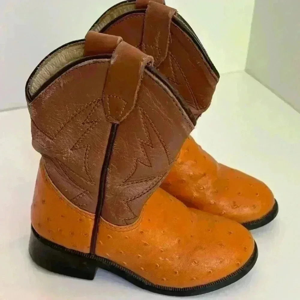 Dan Post ostrich leather toddler unisex boots sz 4.5